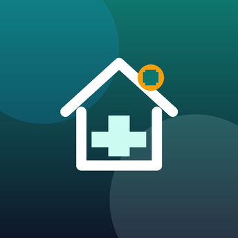 The WhiteCoatLiving app icon: a house outline enclosing a medical cross